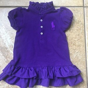 Ralph Lauren ruffled shirt dress Purple 9 mo EUC